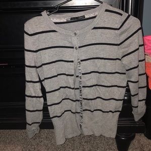 Gray black striped cardigan